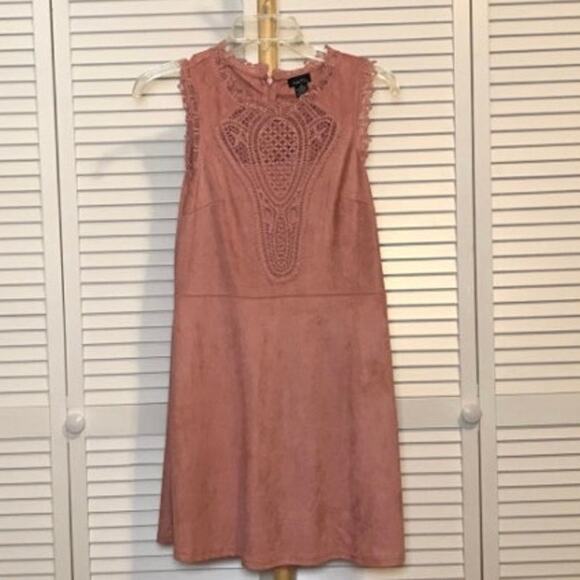 NWT Rue21 Pink Crocheted Round Neckline Sleeveless A-line Midi Dress M - Picture 1 of 7